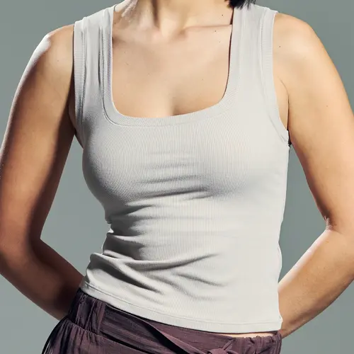 Chunky Binding Ribbed Square Neck Tank