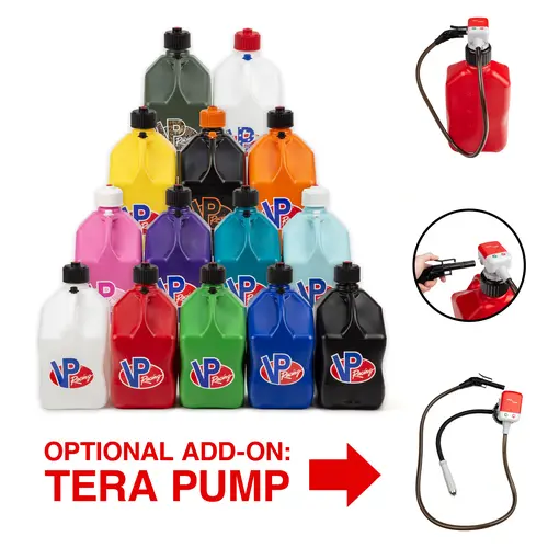 VP Racing 5.5 Gal Capacity Heavy-Duty Plastic Utility Jug - Automotive Repair Tools, Leak-Proof Fuel Container with Quick-Flow Spout, Ergonomic, USA Made, 30% More Material, Optional Tera Transfer Pump for Fueling, Tools and Gadgets