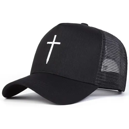 Cross Embroidery Baseball Cap, Faith Cap, Athletic Hats, Casual Outdoor Sports Hat for Men & Women, Adjustable Snapback Style Sun Protection Cap for Daily Wear