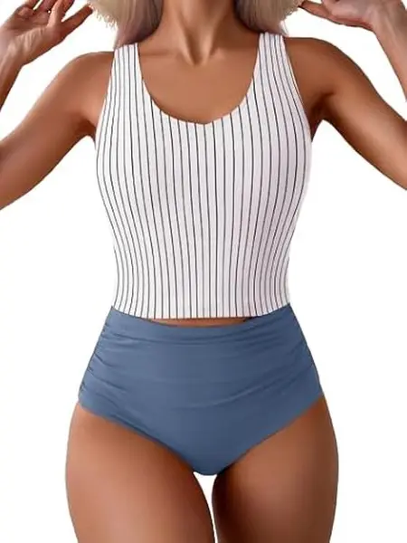 Eomenie Two Piece Tankini Swimsuits for Women Tummy Control Bathing Suits Cutout Back Swim Tank Top with High Waisted Bottom Outdoorfun Tankiniswimsuit Tankiniswimwear Tankinisuit #Deals For You Days