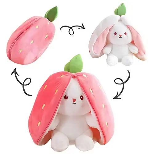 Cute Strawberry Rabbit Design Plush Toy, Stuffed Animals, 1 Count Creative Doll Birthday Gift, Sleeping Pillow, Festival Decoration