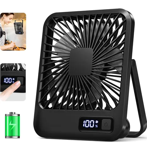 Portable USB Rechargeable Fan, Foldable USB Fan, 180° Folding Personal Fan with Power Display, 5-Speed Ultra-Quiet Table and Handheld Cooling Fan for Home, Desktop and Travel #GLOBAL PICKS