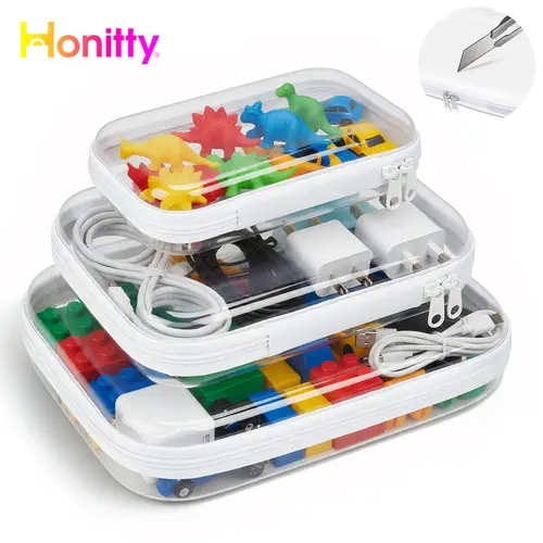 HONITTY Premium Clear Hard Shell PVC Zipper Bag Organizers, High Transparency Storage Bins for Colored Pens Set, School Supplies (Back to School) | DEALSFORYOUDAYS Colorful Marker Pen Colorful Highlighter Marker