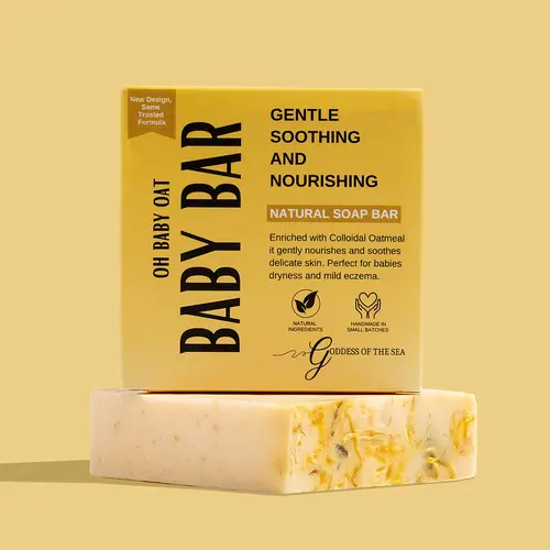 Oh Baby Oat Bar - Colloidal Oatmeal & Calendula Oil | Gentle Non-Drying Cleansing Bar for Sensitive Skin | Helps Soothe Dryness & Irritation | Handmade Soap