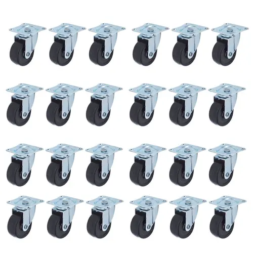 24-Pack 2-Inch Swivel Rubber-Coated Castors, Furniture Moving Wheels with Top Plate and Bearing (TikTok Shop Black Friday Find), Furniture Moving Wheel