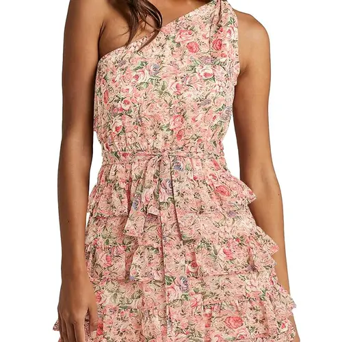 BTFBM Women One Shoulder Summer Dresses 2026 Floral Sundress High Waist Tiered A-Line Mini Beach Wedding Guest Dress #Outdoorfun