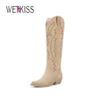 Wetkiss Women Embroidery Cowgirl Cowboy Boots with Zipper Pointed Toe, Knee High Western Retro Vintage Classic Tall Boots for Ladies ,Women's Shoes,Women's Boots #WeeklyDeals#TikTokShopDealsforYouDays#DealsForYouDays#SummerWins