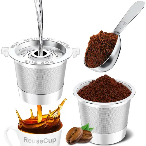 2 Pack Reusable K Cup for Keurig 1.0, Stainless Steel refillable k cup for Keurig, Metal K Cups Coffee Pods for Keurig with Heat Resistant Handles and Coffee Scoop, 1-Stream Filters, NO BPA, Gifts for Men Women, Not for Keurig2.0