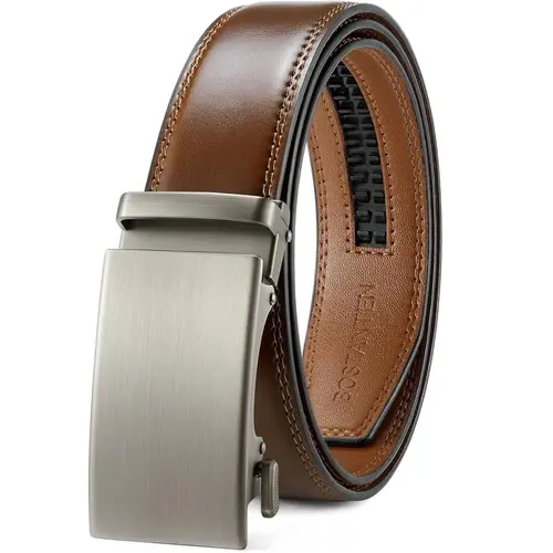BOSTANTEN Men's Leather Auto Buckle Belt - Easy-Release, Trim-to-Fit Textured Stretch Adjustable, Casual Style for Dress & Casual Use, Ideal Men's Accessory Gift Option, Adjustable Belts, Casual Style Belts
