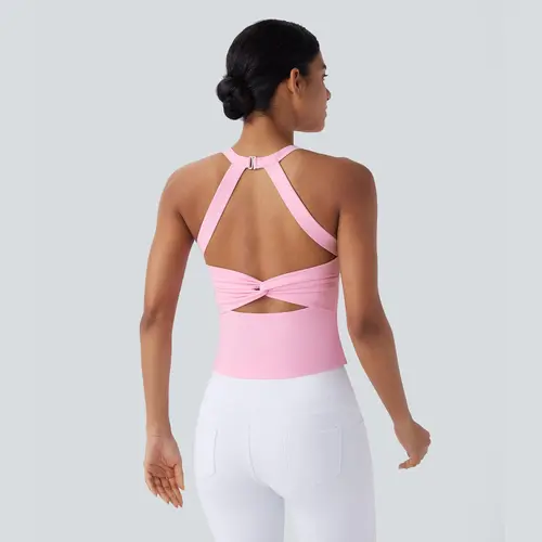 Halara Softlyzero™ Plush Backless Cut Out Twisted Yoga Tank Top #BackToSchool