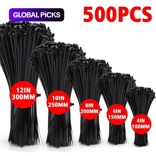 Self-locking Cable Ties, Durable Securing Nylon Zip Ties in Various Sizes, Cable Management Ties for Home, Office, Garden, and Workshop