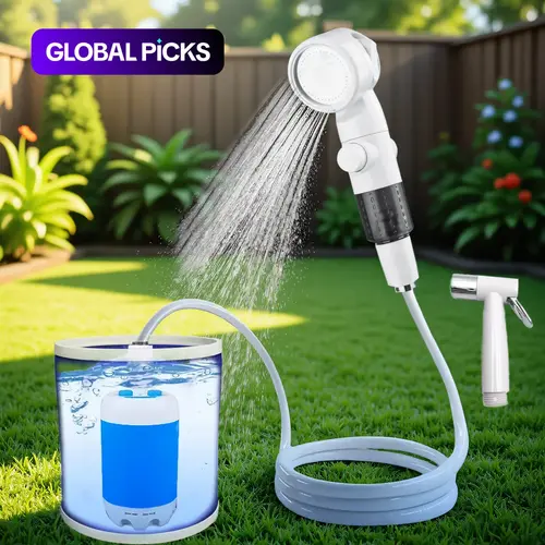 Rechargeable Water Pump Set, Portable Shower Head for Outdoor Travel Camping, Camping Showerhead, Camping Accessories, Camping Equipment, Camping Supplies, Camping Gear, Pet Cleaning and Multifunctional Garden Drainage Tool Set #GLOBAL PICKS