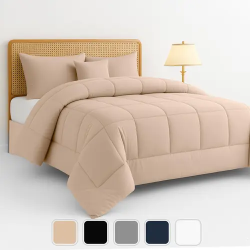 LDC LUX DECOR COLLECTION 5-Pc Box Stitched Soft Bedding Set - Luxury Home Duvet Insert, Bedroom Decor, Lightweight Breathable All-Season Down Alternative Comforter (All Sizes), Soft Bedding Sets, Luxury Home Duvets
