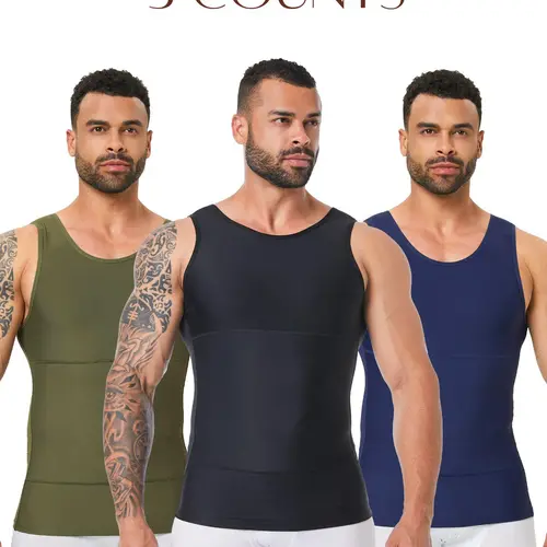 Men's Solid Color Compression Vest, Tummy Control Shapewear, High Stretch Shaper Vest, Shapewear for Men, Athletic, Fitness, Workout Vest, Yoga Sports Vest, Sleeveless Sports Vest, Compression Garment