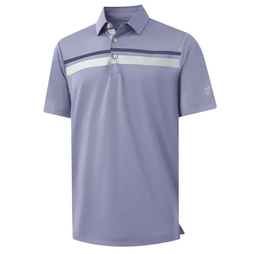 MAELREG Men's Golf Polo Shirt Outdoor Sports Short Sleeve Performance Striped Print Top,Fashion Menswear,Daily work clothes