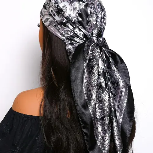 Women's Ditsy Floral Print Square Scarf, Paisley Print Scarf, Hijab Turban, Casual Soft Comfortable Boho Style Shawl for Daily Wear, Fashion Boho Accessories for Women & Girls, Boho Floral Scarves