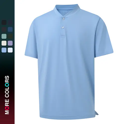 MAELREG Henley Golf Shirts for Men Dry Fit Moisture Wicking Performance Solid Casual Mens Henley Shirts Short Sleeve,