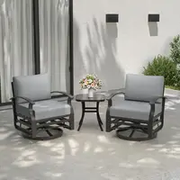 【summervibes】Kullavik Patio Outdoor Aluminum Metal Swivel Rocking Chair with 5.1" Sponge Cushions Outdoor Metal Swivel Rocking Chair Furniture Conversation Set for Porch Garden, Patio Lounge Chair, Outdoor Patio Furniture