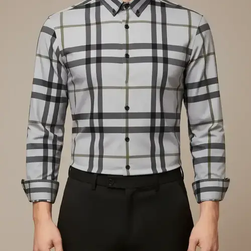 Men's Regular Fit All Over Plaid Print Button Down Shirts, Casual Buttons Collared Comfy Long Sleeve Collared Top for Work Office Business, Menswear for All Seasons