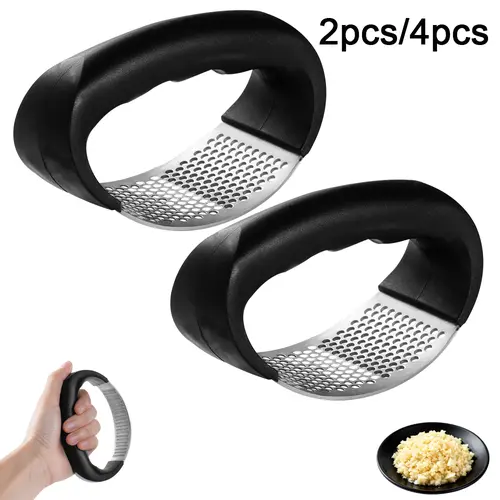 2-Pack Stainless Steel Garlic Press - Rust-Resistant Durable Kitchen Utensil, Dishwasher-Safe Kitchen Supplies, Quick Prep Tool for Chopping & Crushing Garlic, Ideal for Dormitories & Apartment Kitchenware, Holiday Gift for Family