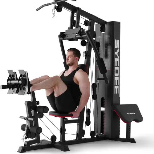 [4 packages shipping] MIKOLO Home Gym Workout Station with 150LBS Weight Stack Multifunctional Equipment for Full Body Strength Training Squat Fitness Machine