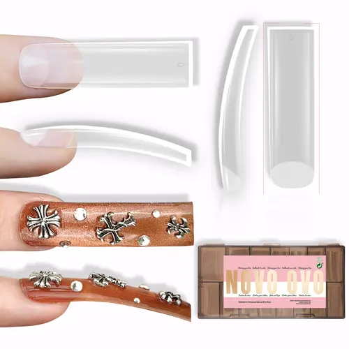 NOVO OVO  Extra Thick Clear False Nails Press on, Full Or Half Cover Soft Gel Extension Fake Nail Acrylic for DIY 【No Glue Or UV Light】, Nail Extensions, Press On Nails, Beauty Products