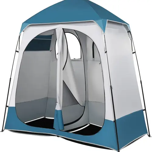 VINGLI 2 Room Shower Tent, 7.5 FT Instant Pop Up Shelter with Carrying Bag, Privacy Changing Room Tent,Perfect for Portable Toilet, Camping, Dressing, Outdoor Indoor, Easy Set Up