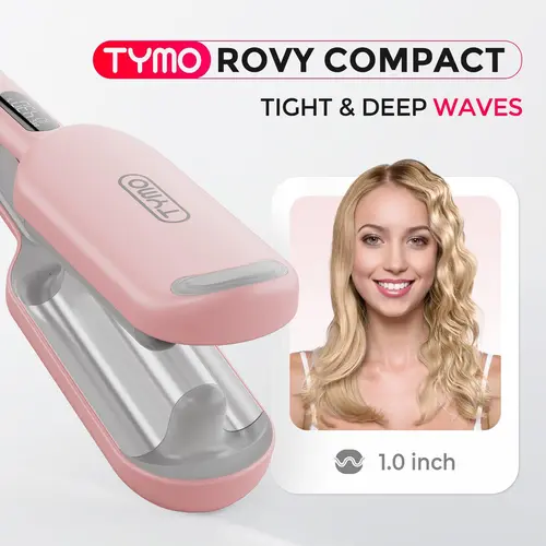 TYMO ROVY COMPACT 1.0-Inch Wavy Deep Waves Hair Curler - Lightweight Negative-Ionic Styling Tool for All Hair Types, Anti-Scald Design, Smart Beep Alert, Adjustable Volumizing, Father's Day Gift Option, Hair Curlers, Curling Tong, Bouncy Curls, Adjustable