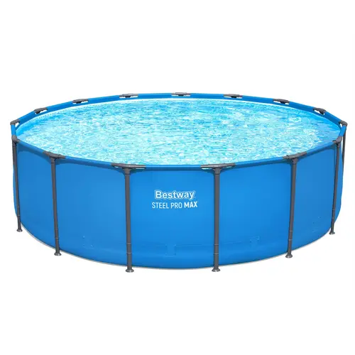 Bestway Steel Pro MAX 15' x 48" Round Above Ground Swimming Pool for Backyard with DuraPlus Liner & FrameLink System for Durability