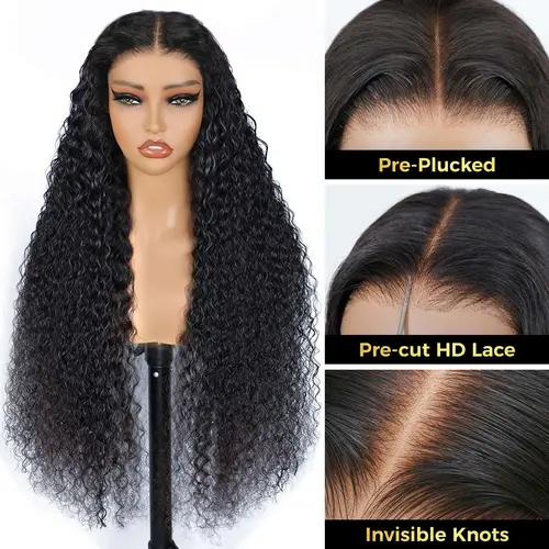 [Limited Deal] OQHAIR Water Wave Pre Bleached Knots Wear Go Glueless Wig Pre Cut 7x5 HD Lace Front Human Hair Wigs Wet And Wavy Hair #Summervibes
