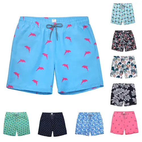 Men's Quick-Dry Swim Trunks, Swimwear Shorts with Mesh Lining & Drawstring Waist, Adjustable Fit Polyester Blend Funny Beach Surfing Shorts, Water Sports
