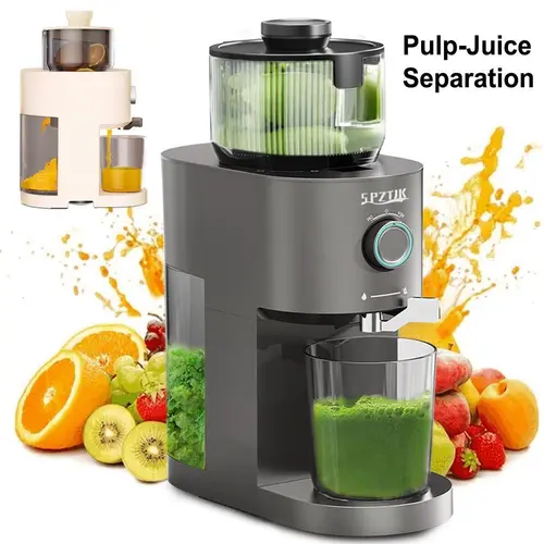 SPZTJK Countertop Juicer Machine for Vegetables and Fruits, Whole Fruit Chute, Pulp-Free (Pulp Control), Clog-Free, 3s Setup, Easy Clean, 22lb Carrot Test, Heavy-Duty Motor, Ginger & Celery Ok