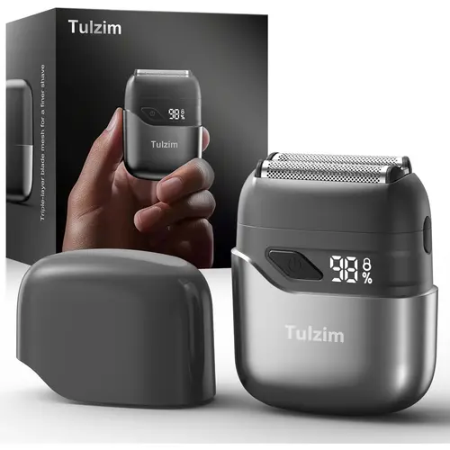 [Tiktokshopbacktoschool]Tulzim Upgrade Foil Shavers for Men Mini Razor Compact Face Shaver IPX7 Waterproof Wet Dry USB Rechargeable Flexible Floating Three-Head Design LED Display Travel Lock Design Fathers Day Gift
