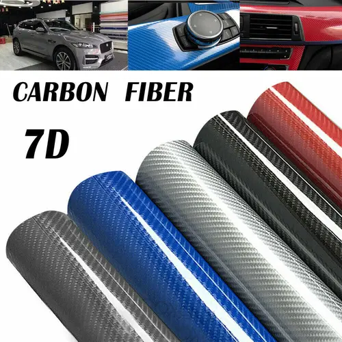 High Gloss Black Carbon Fiber Vinyl Glossy Car Wrap Film Roll - Universal Self-Adhesive, 7D Gloss Shine, Bubble-Free Lay, Air Release, Stretchable, UV Resistant, 7yr Indoor Life, Car Accessories for Vehicle Decoration, DIY Installation Stickers