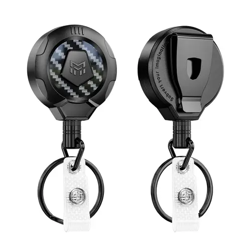 MNGARISTA Upgraded Heavy Duty Retractable Keychain with Belt Clip, 10 OZ Retraction, 31.5" Stainless Steel Cord Key Chain, 3K Carbon Fiber ID Badge Reel Holder with Badge Strap and Key Ring, Men's Accessories, Accessories Adults, Keychains