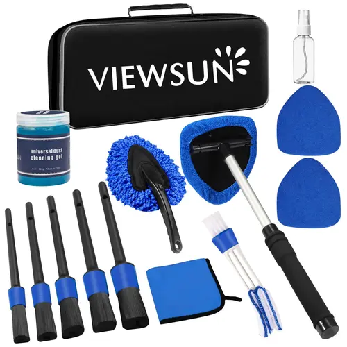【TikTok Shop Back to School】Viewsun Windshield Cleaner Tool, 14Pcs Car Interior Cleaning Kit with Detailing Brushes, Cleaning Gel, Microfiber Cleaning Cloths, Accessories for Men - Ideal for Birthday, Graduation Gifts for Friends, Family toolupgrade