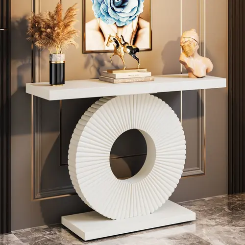 Spaco 40" Narrow Geometric Wood Base Console Table - Modern Contemporary Home Decor Accent Piece for Living Room, Entryway, Entryway Table, Console Table Entryway