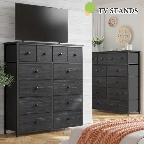 【New Version】-RaybeeTall Dresser for Bedroom with 12 Large Fabric Drawers, Modern Stylish Dresser & Chest of Drawers, Space Saving Storage Organizer with Wood Top & Metal Frame, Multi‑Functional Home Organization for Closet, Living Room, Entryway, Hallway
