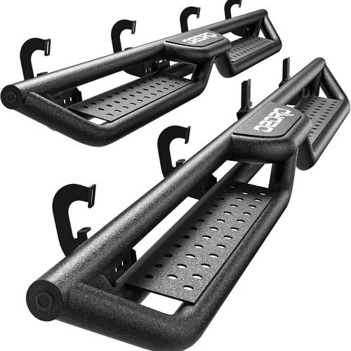 OEDRO 6 Inch Running Boards Fit for 2007-2018 Chevy Silverado/GMC Sierra 1500 Crew Cab & 2007-2019 Chevy Silverado/GMC Sierra 2500/3500HD, Bolt-on Side Steps Steel Nerf Bar, Two Stairs Design