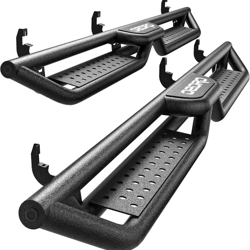 Running Boards Compatible with 2015-2026 Chevy Colorado/GMC Canyon Crew Cab, Two-Stair Side Steps Rail Drop Nerf Bars Carbon Steel