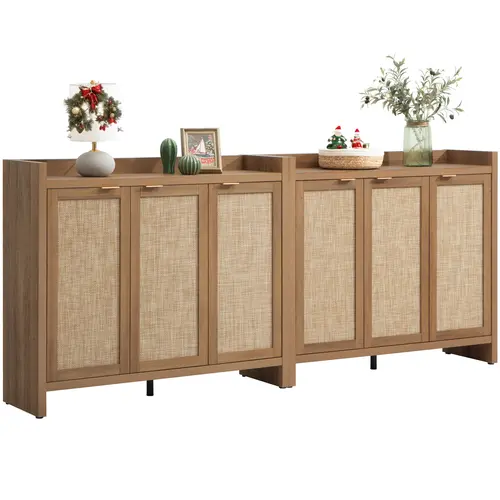 SICOTAS Shoe Storage Cabinet, 30 Pairs Rattan Shoe Cabinet Storage for Entryway, 6-Tier 41" Tall Shoe Cabinet Storage, Boho Farmhouse Storage Cabinet with Doors for Entryway Hallway Living Room Closet,dorm essentials,home decor
