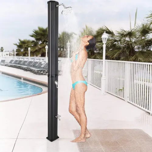VINGLI Solar Heated Shower, 9.3 / 5.5 / 10.6 / 16 / 2.3 Gallon Outdoor Shower with Shower Head and Foot Shower Tap，for Outdoor Backyard Poolside Beach Pool Spa