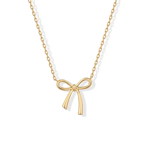 PAVOI 14K Gold Plated Bow Pendant Necklace for Women | Layering Chain Necklaces