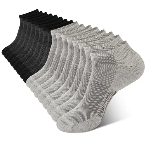 BAMBOO COOL Men's 8-Pack Soft Bamboo Fabric Athletic Ankle Socks, Breathable All-Season Basics with Arch Support, Cushioned Sole, Reinforced Heel, Anti-Perspiration Cold Wash Outdoor Wear Socks for Hiking, Yard Work