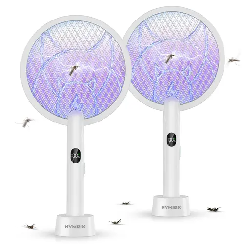 2-Pack Cordless Electronic Mosquito Zapper Lamp, 4100V Efficient Insect Killer, 1800mAh Rechargeable Batteries, Purple Light, 3-Layer Safety Nets, Grey Household Appliance for Everyday Use,back to school,back to school haul