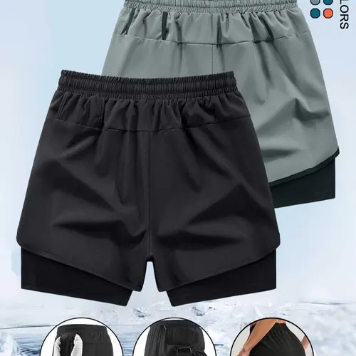 Men's 2 in 1 Double Layer Gym Shorts, Breathable Comfortable Quick Drying Shorts, Men's Sportswear for Gym Workout Running, Lightweight Athletic Shorts