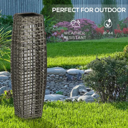 Outsunny Auto Shut-Off LED Solar Decorative Pathway Lamp - Wicker, Water Resistant Solar Floor Ground Light for Patio, Outdoor Garden Lighting Fixtures