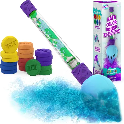 Tub Works Unisex Kids Bath Bombs Set with Color Brush - 3+ Age Kids Toys, Colorful Tablets, Baby-Safe, Non-Toxic, Skin-Safe, Fragrance-Free, Mess-Free Fizzing Vibrant Swirls, Interactive Sensory Play