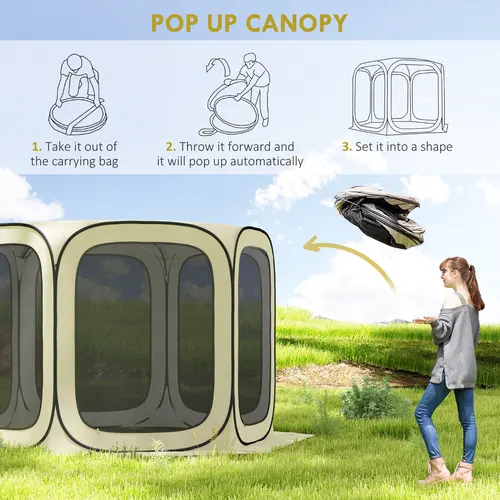#tiktokshopbacktoschool Outsunny 11 x 11ft Pop Up Screen Tent, Portable Camping Gazebo Canopy Screen House with UPF50+ Oxford Cloth and Carry Bag for Patio, Backyard, Deck,summerwins,outdoorfurnitureset,home decor,camping essentials