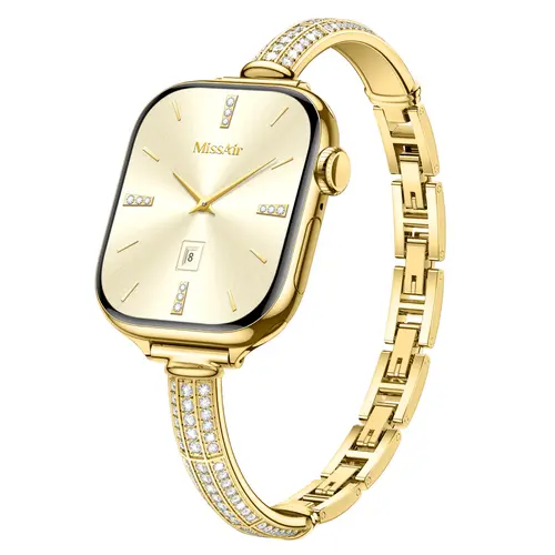 Missair Diamond Bracelet Band With Case Compatible with Apple Watch Series 1-11, SE & Ultra，Women's Slim Stainless Steel Metal Strap Wearable Accessories